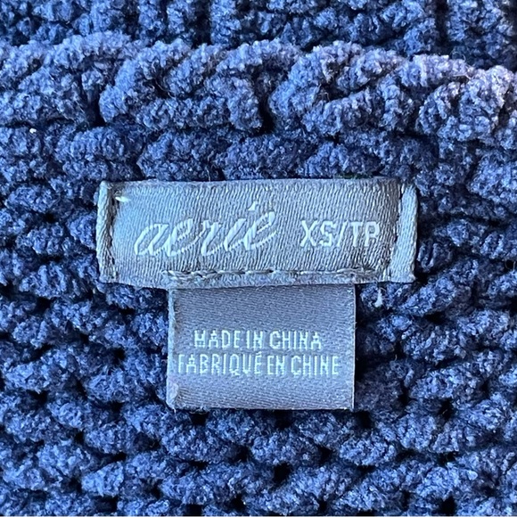 Aerie Slate Blue Cowl Neck Sweater Long Sleeved Size XS Oversized EUC 22” PTP - Picture 3 of 4